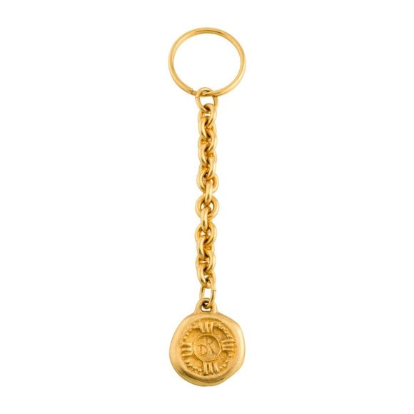 VINTAGE DONNA KARAN DKCO GOLDTONE MEDALLION KEYCHAIN - Picture 2 of 3